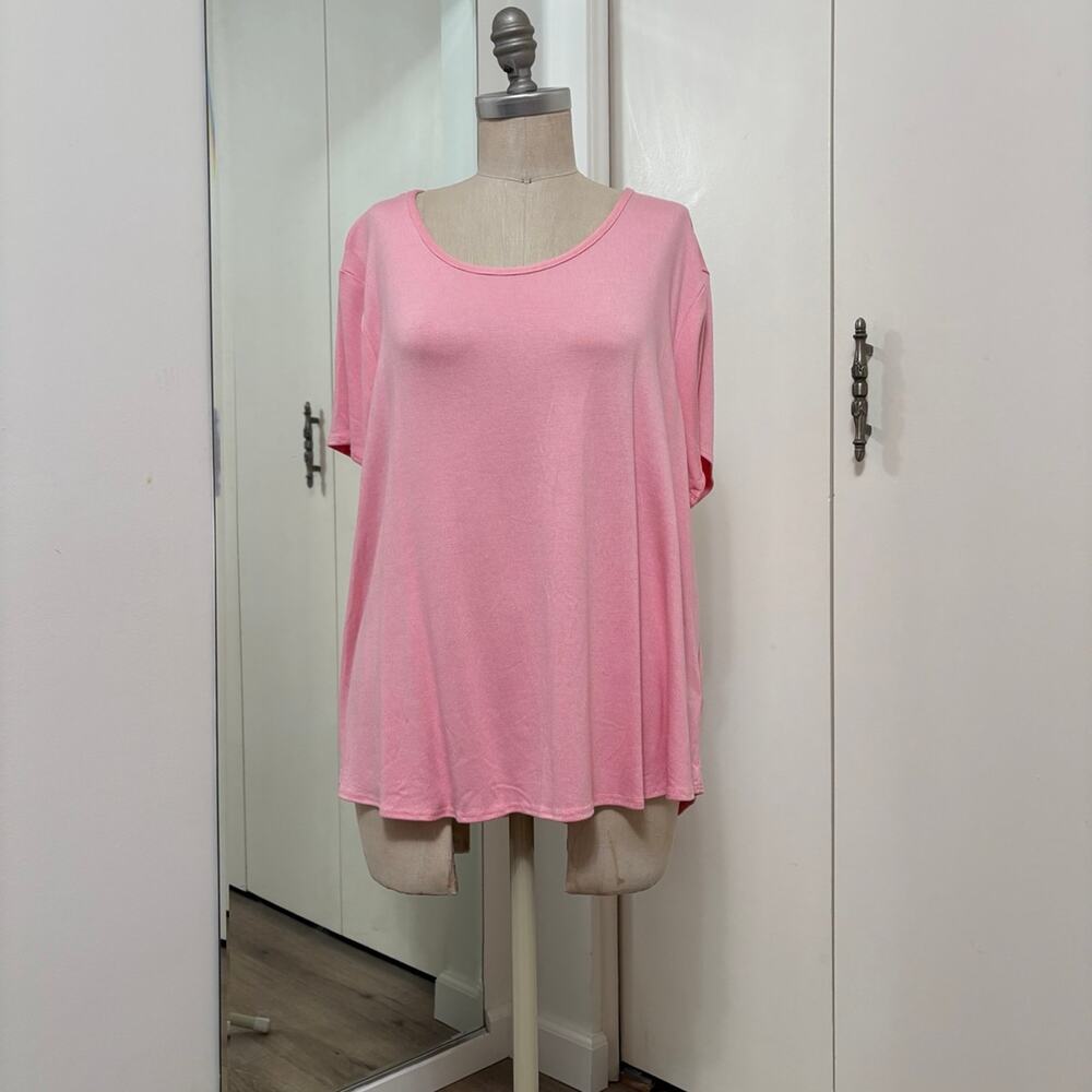 Star Vixen Woman's Pink Crewneck Basic Everyday Short Sleeve Top Size 2X NWT